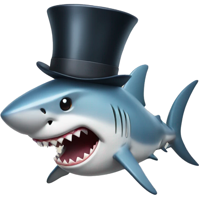Shark with a top hat emoji