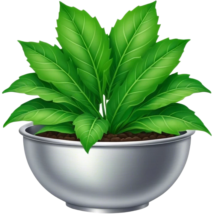 greel leaf plant in silver bowl emoji