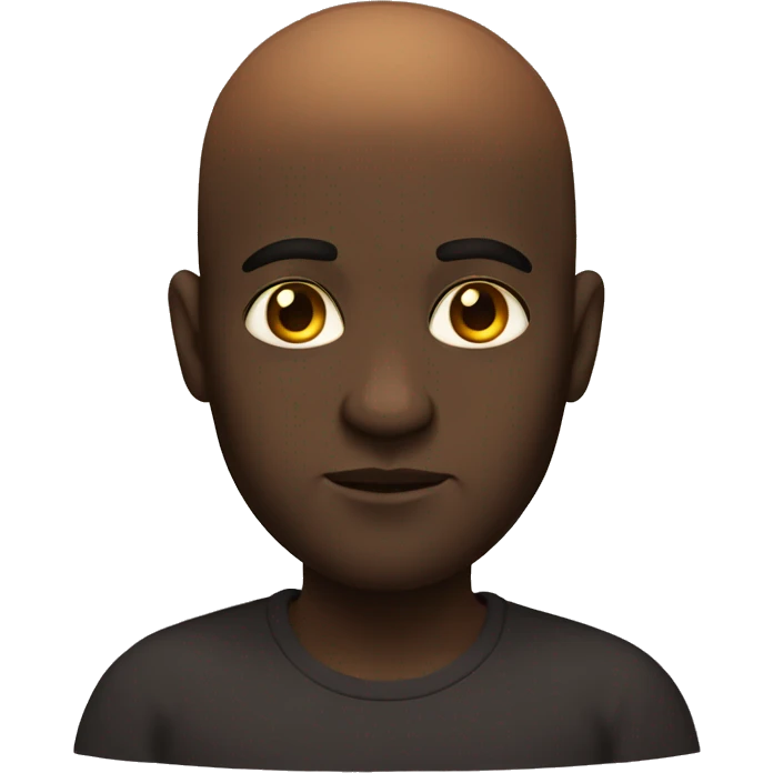 dark-skinned, with honey-colored eyes, bald, little beard and a little overweight emoji