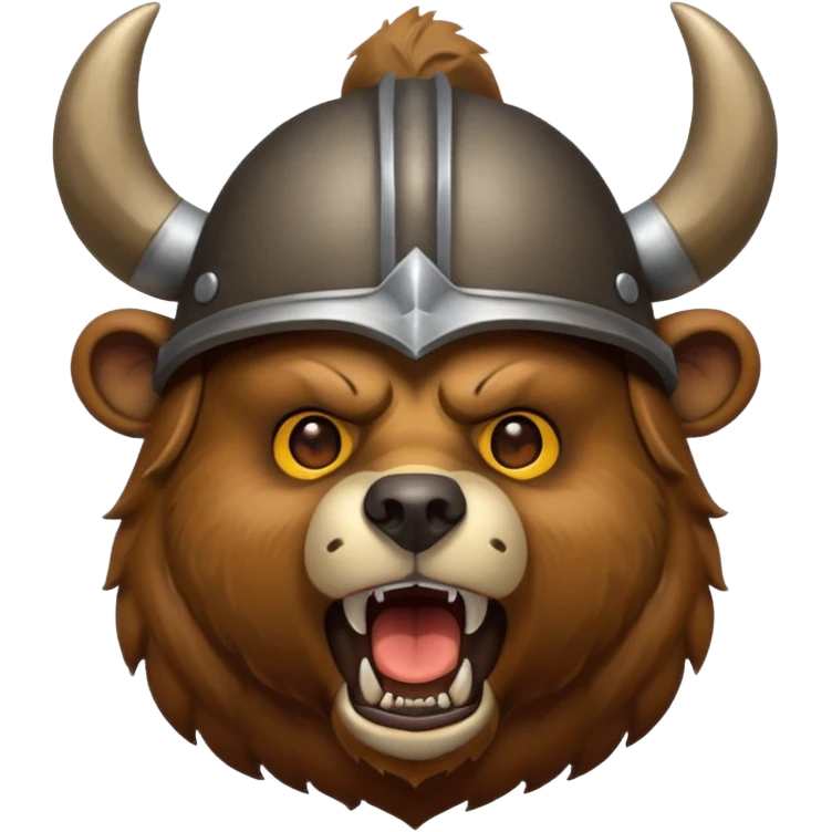 Bear wearing horned helmet growling emoji