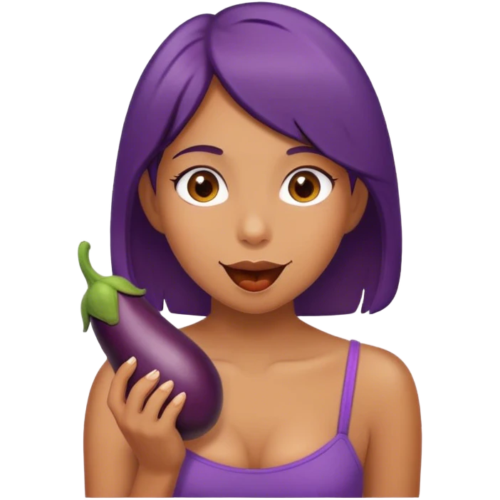 Girl eating eggplant emoji