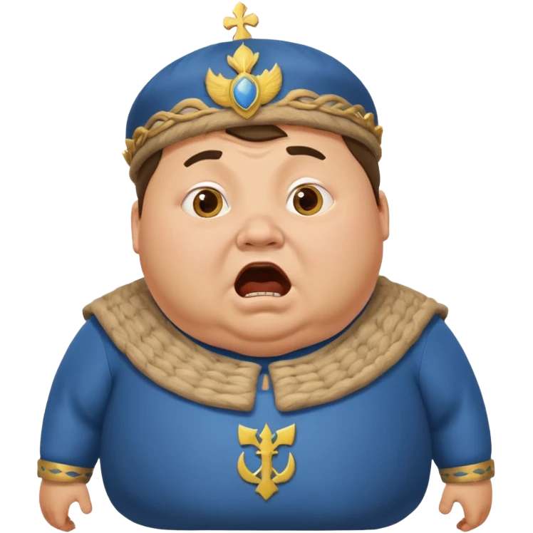 a chubby Ukrainian man in a realistic-style costume, terrified emoji