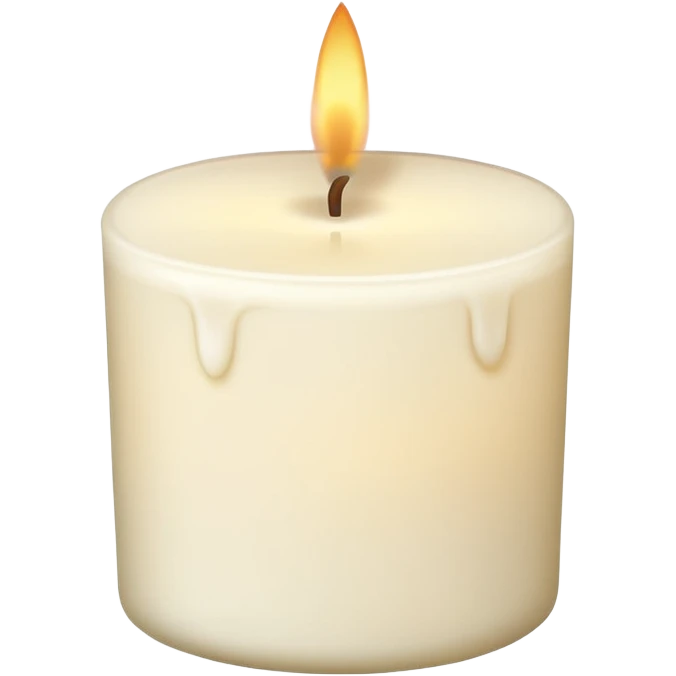 minimal flat emoji of a white or cream scented candle with three wicks, soft warm glow, clean vector style, elegant and modern, transparent background emoji