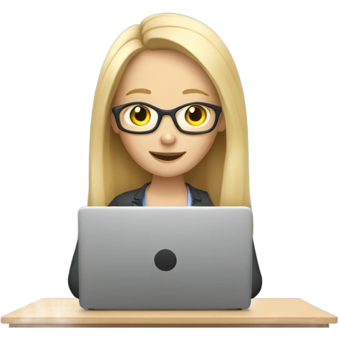 English teacher (woman blond long hair without glasses teaching online on her laptop) emoji
