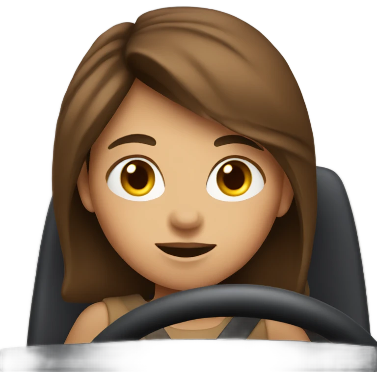 brown hair girl driving car emoji