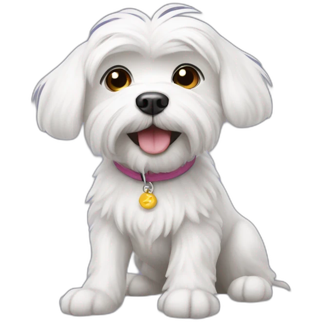 maltese dog saying hi emoji