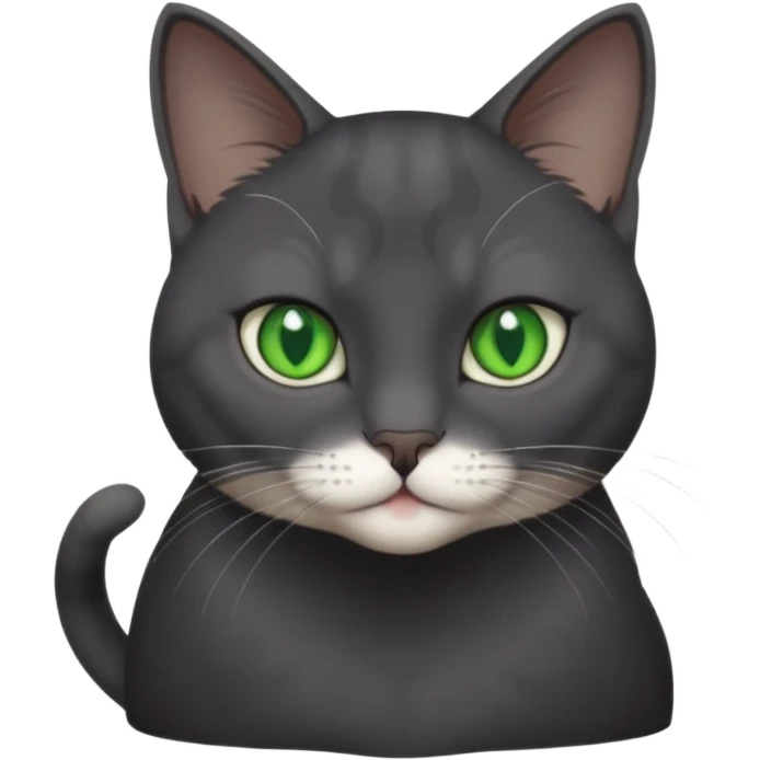 full body view of beautiful female dark grey cat with green eyes, white toes and white patch on chest emoji