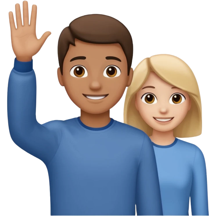 teenager from behind waving goodbye to two adults emoji