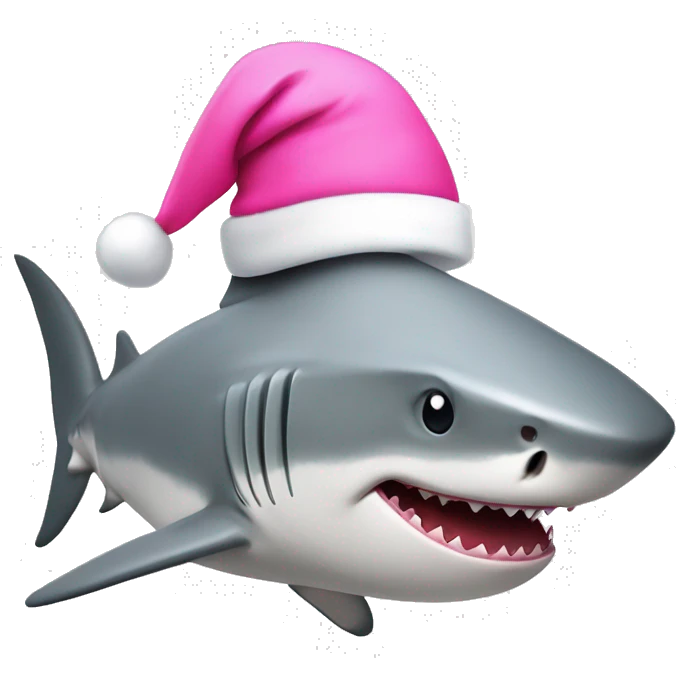 light grey shark with pink santa hat  emoji
