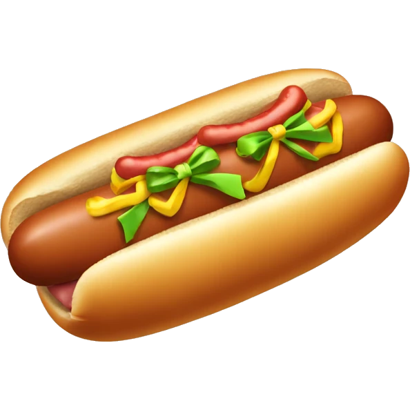 Big hot dog with a bow on it emoji