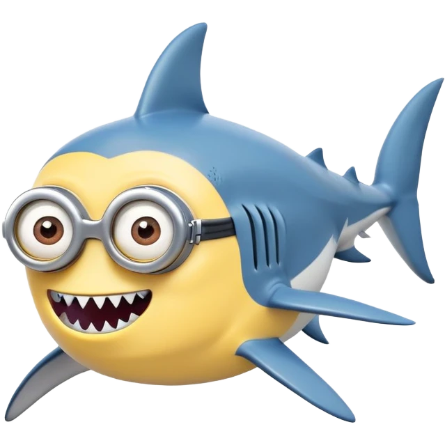 A minion with shark teeth and a shark body emoji