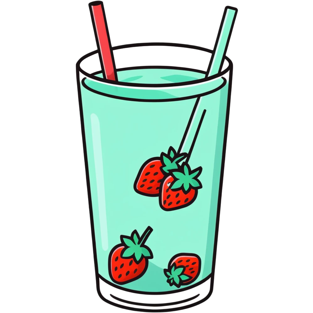 strawberry mint infused water with ice and mint garnish emoji