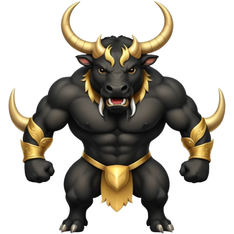 black angry powerful bull with golden horns emoji emoji