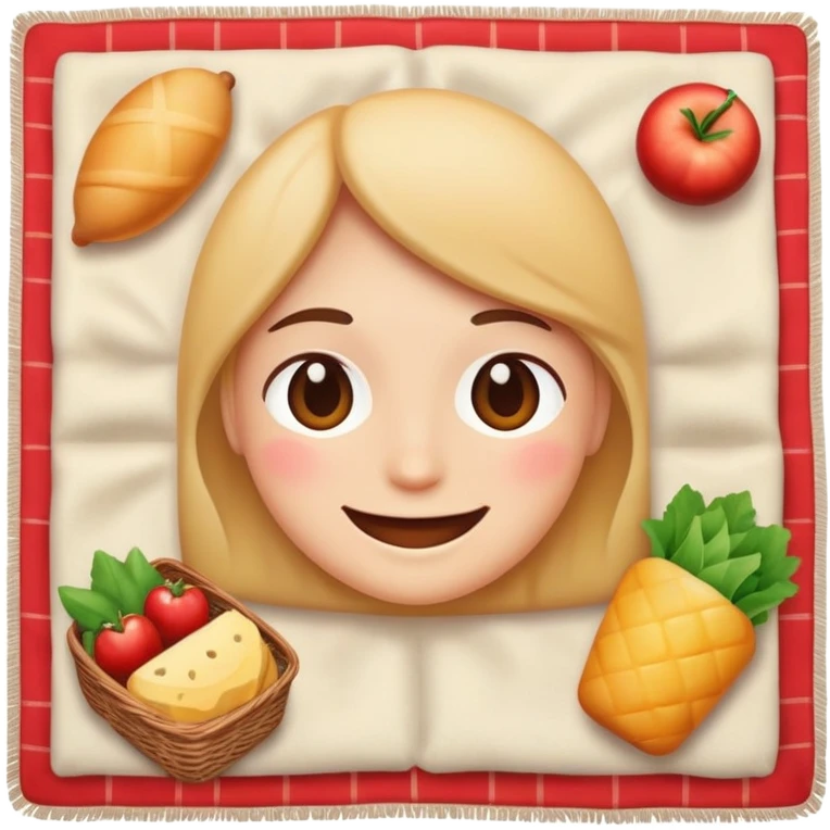 smiling face having a picnic with food on a blanket emoji