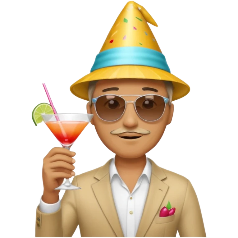 Male pool party with cocktails head emoji