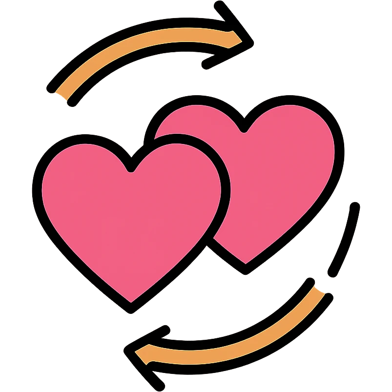 Two pink hearts spinning in a circular motion together emoji