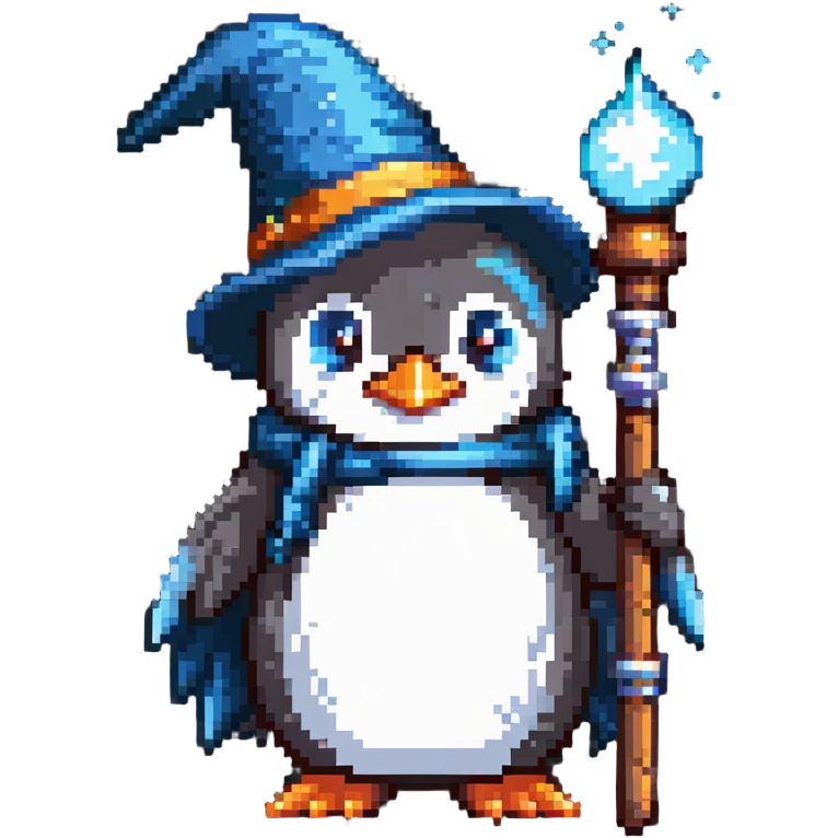 penguin wizard with magic staff emoji