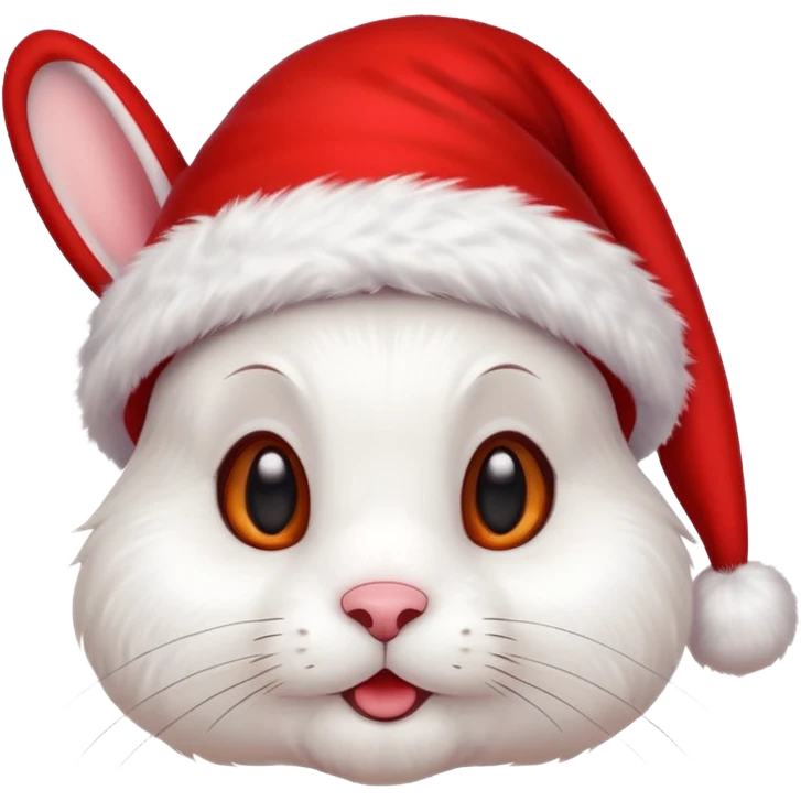 white rabbit with ears in a christmas hat emoji