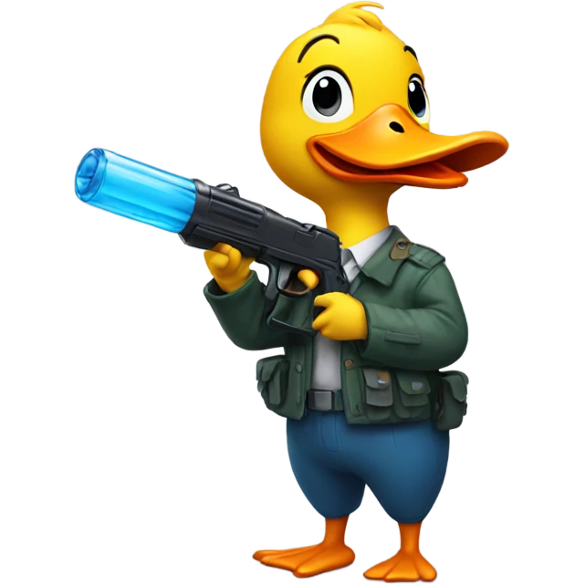 Duck holding a water gun emoji