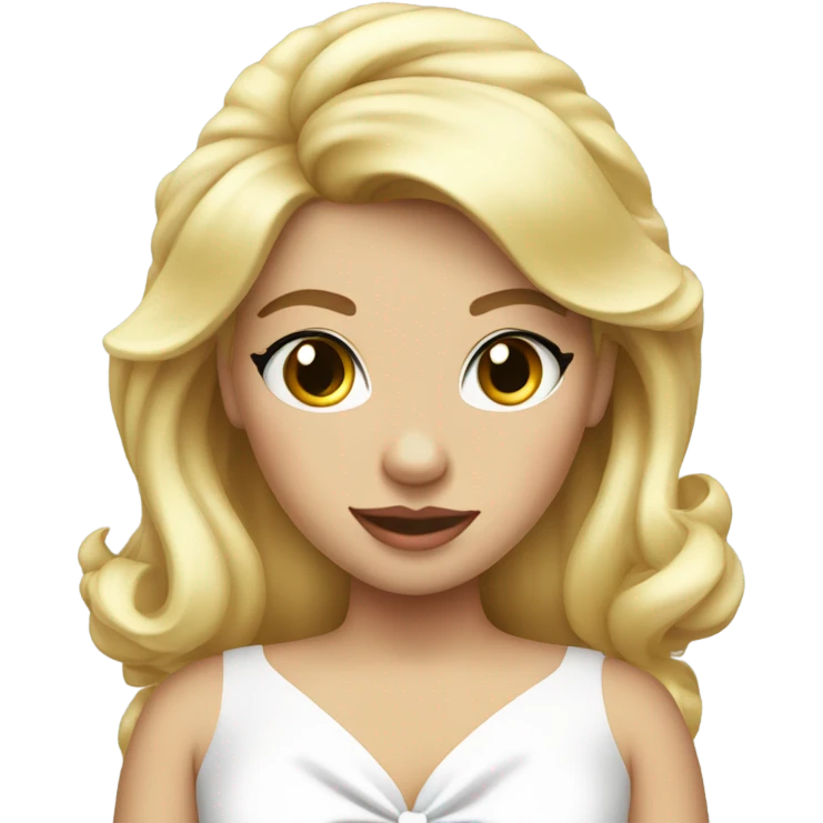 coquette blonde with bow on hair and white ress emoji