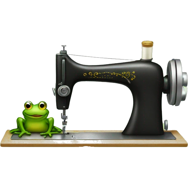 Frog at a sewing machine emoji