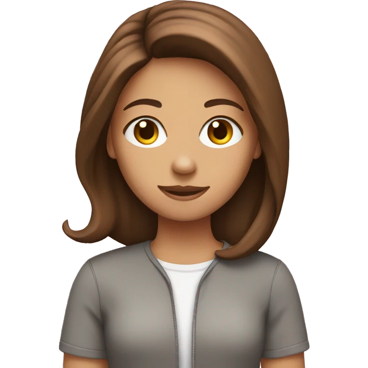 A brown hair girl with a computer pink  emoji