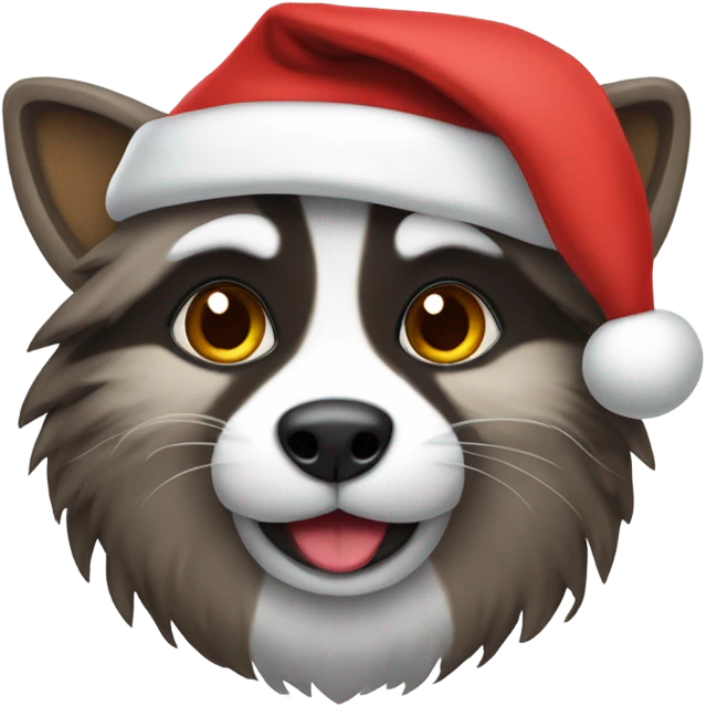 Mina coon wearing a Santa hat emoji