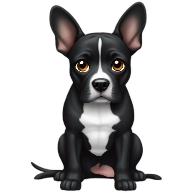 Staffordshire dog all black big ears emoji
