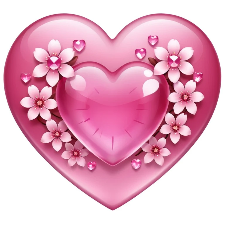 heart with sakura and crystal effect emoji