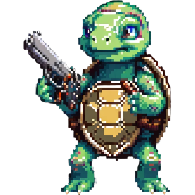 turtle with a gun emoji