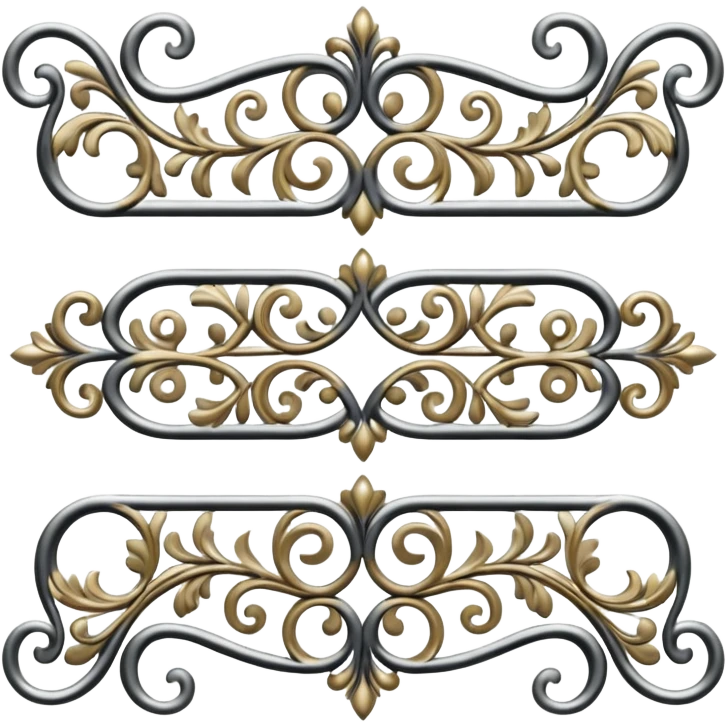 Black and silver filigree page divider, 3D, extremely detailed design emoji