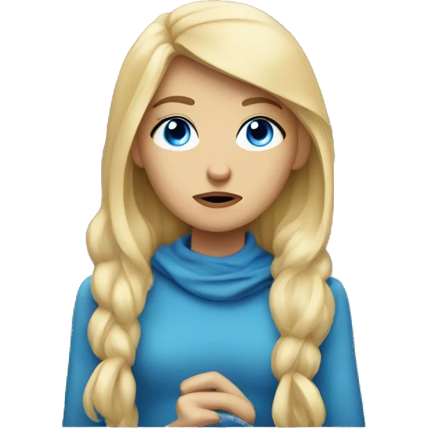 frowning blonde girl with blue eyes emoji