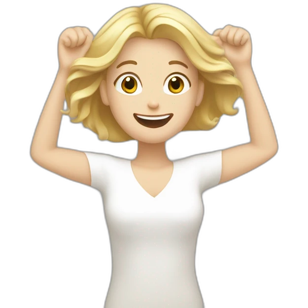 brown hair white woman celebrating with blond hair white woman emoji