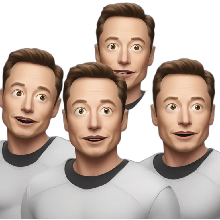 Elon musk with his clones doing the Spiderman meme emoji