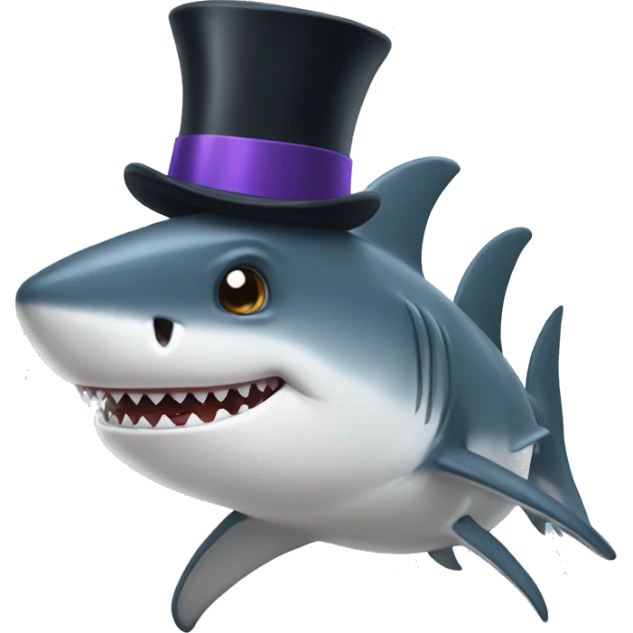 Shark with a top hat emoji