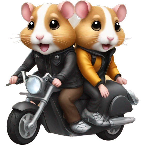 Two hamsters riding on motorbike emoji