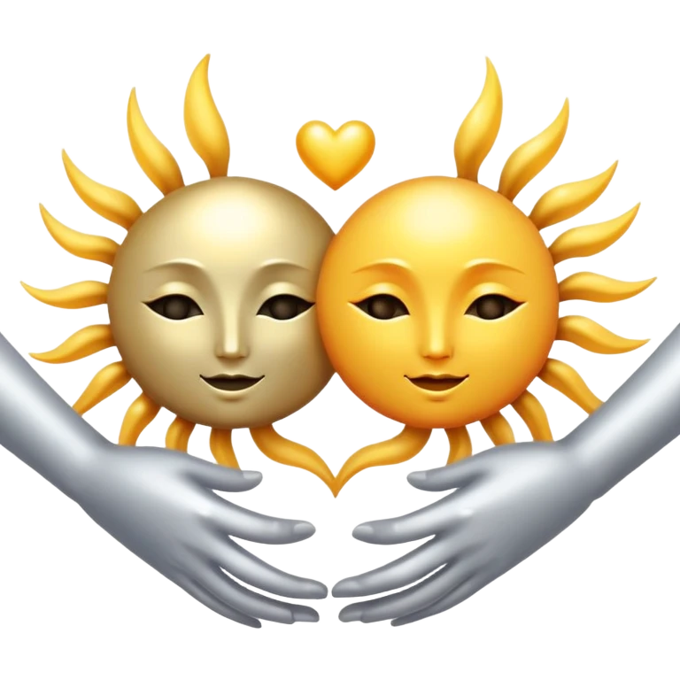 Faceless sun and moon holding hands in love  emoji