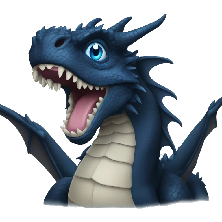 A black dragon with blue eyes emoji