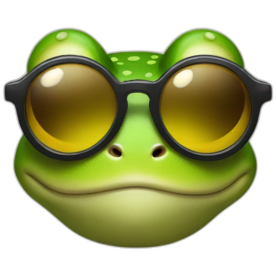 A frog wears sunglasses emoji