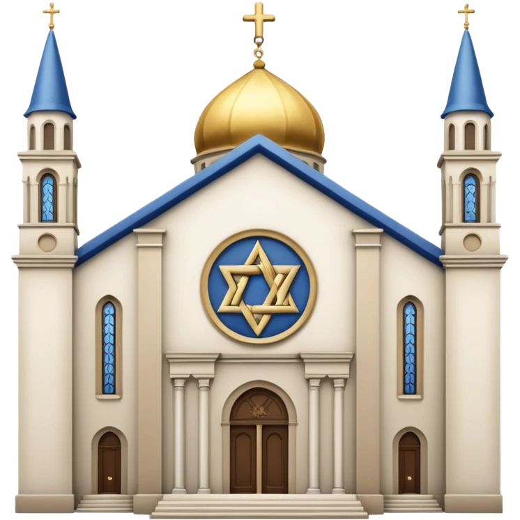 reform jewish synagogue similar in architecture to historical churches in milano (pretty and magnificent), white in color, in ios emoji style emoji