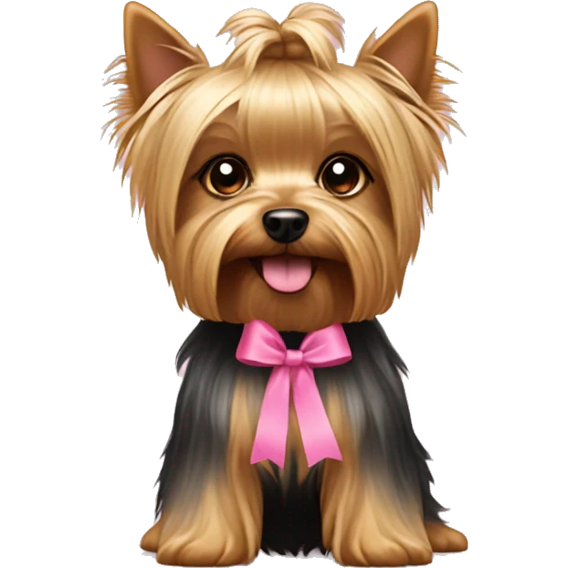Yorkshire terrier with a little pink ribbon  emoji