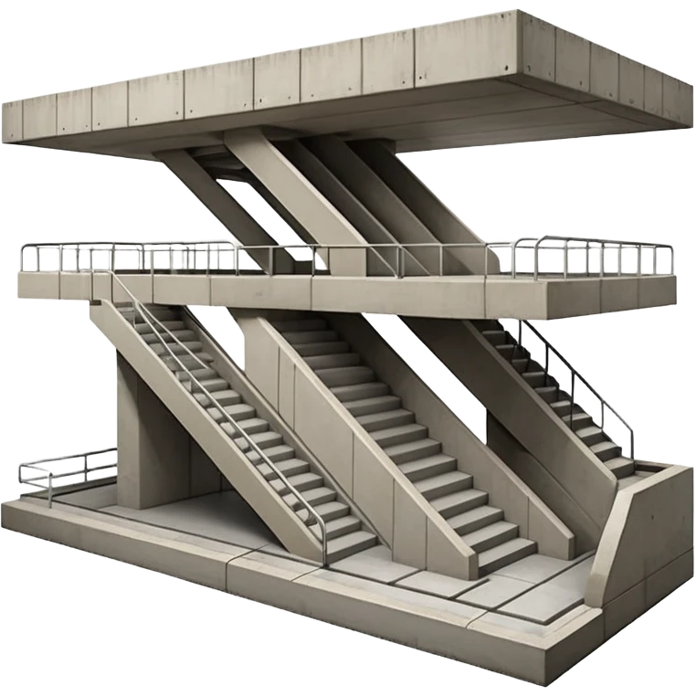 Cutaway view showing underground structure. Concrete walls, rectangular station box, visible staircases going down, platform edges, smooth geometry. No people, no text. Apple-style design emoji