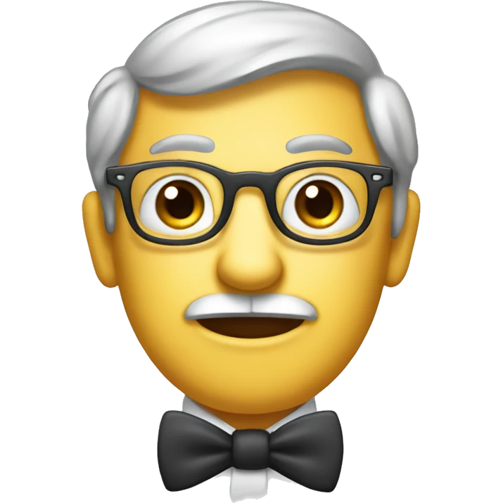 Create a smart, witty emoji with a mischievous expression, glasses or a monocle, and a playful touch like a bowtie. Keep it minimalistic and unique. emoji