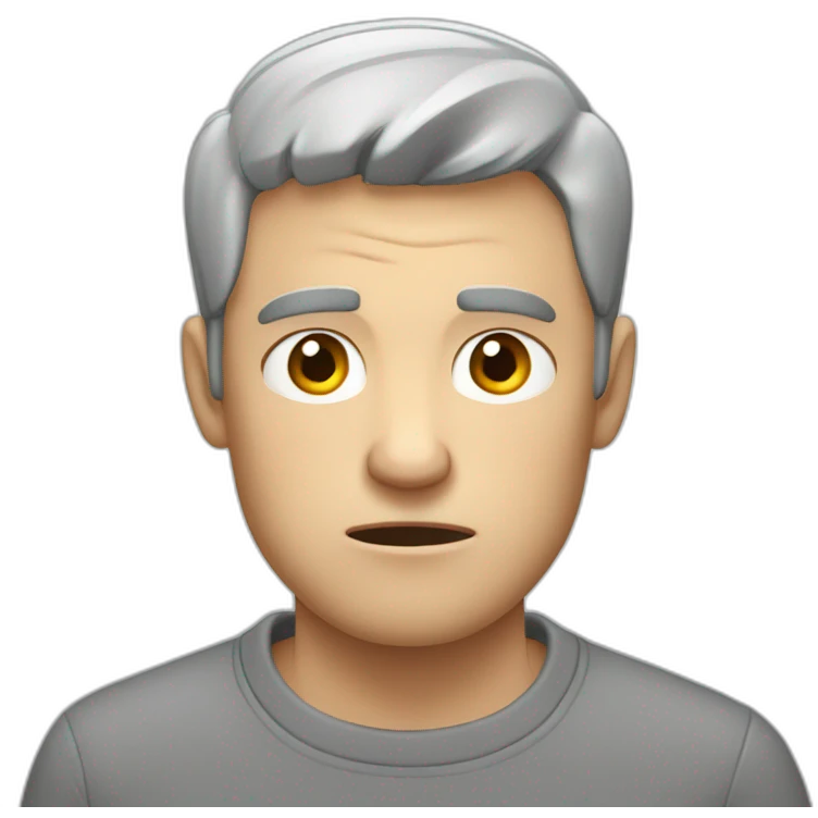 tired white man with very very very short hair in gray sweatshirt is very very very angry emoji