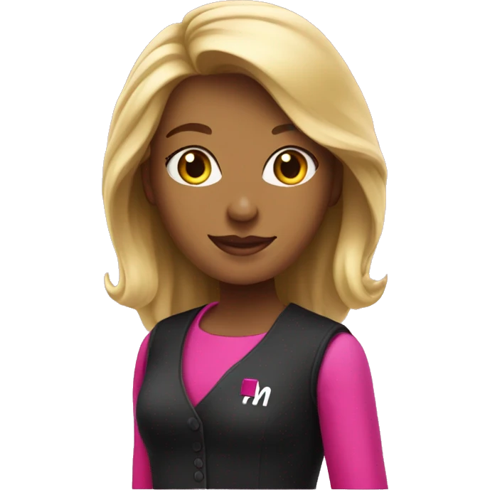 blonde t mobile employee, black and pink outfit emoji