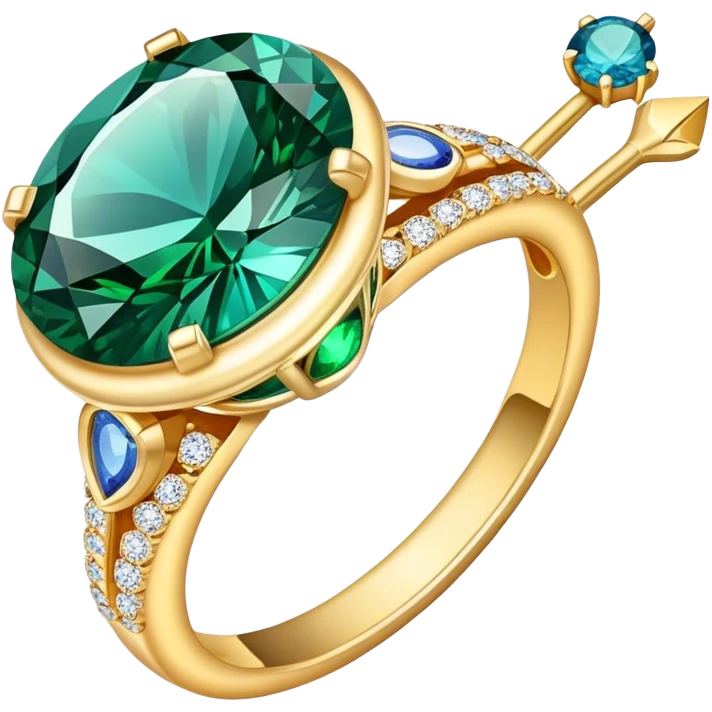 Create a bright and eye-catching emoji symbolizing jewelry craftsmanship and the art of making jewelry. Include a sparkling gemstone, a delicate ring, and tools like a hammer or chisel. The design should be elegant, with fine details and a luxurious feel, representing the precision and artistry of jewelry making. Use vivid colors like gold, silver, and deep jewel tones for the gemstone. Ensure the icon has a transparent background. emoji