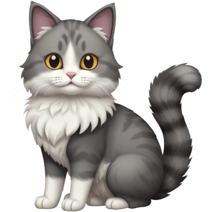 full body half dark grey and half white cat with white front legs emoji