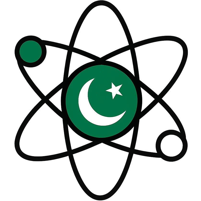 Colored icon of atom with Pakistan flag green and white colors emoji