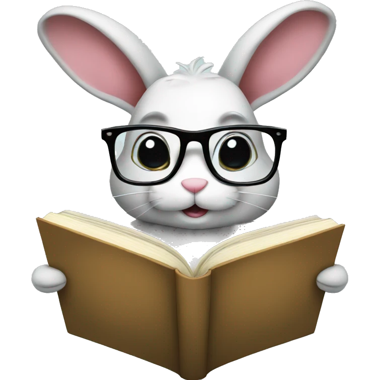 Bunny with glasses reading book emoji