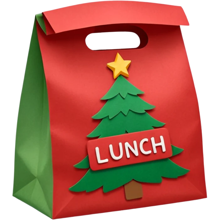 christmas paper lunch bag with the word lunch on it emoji